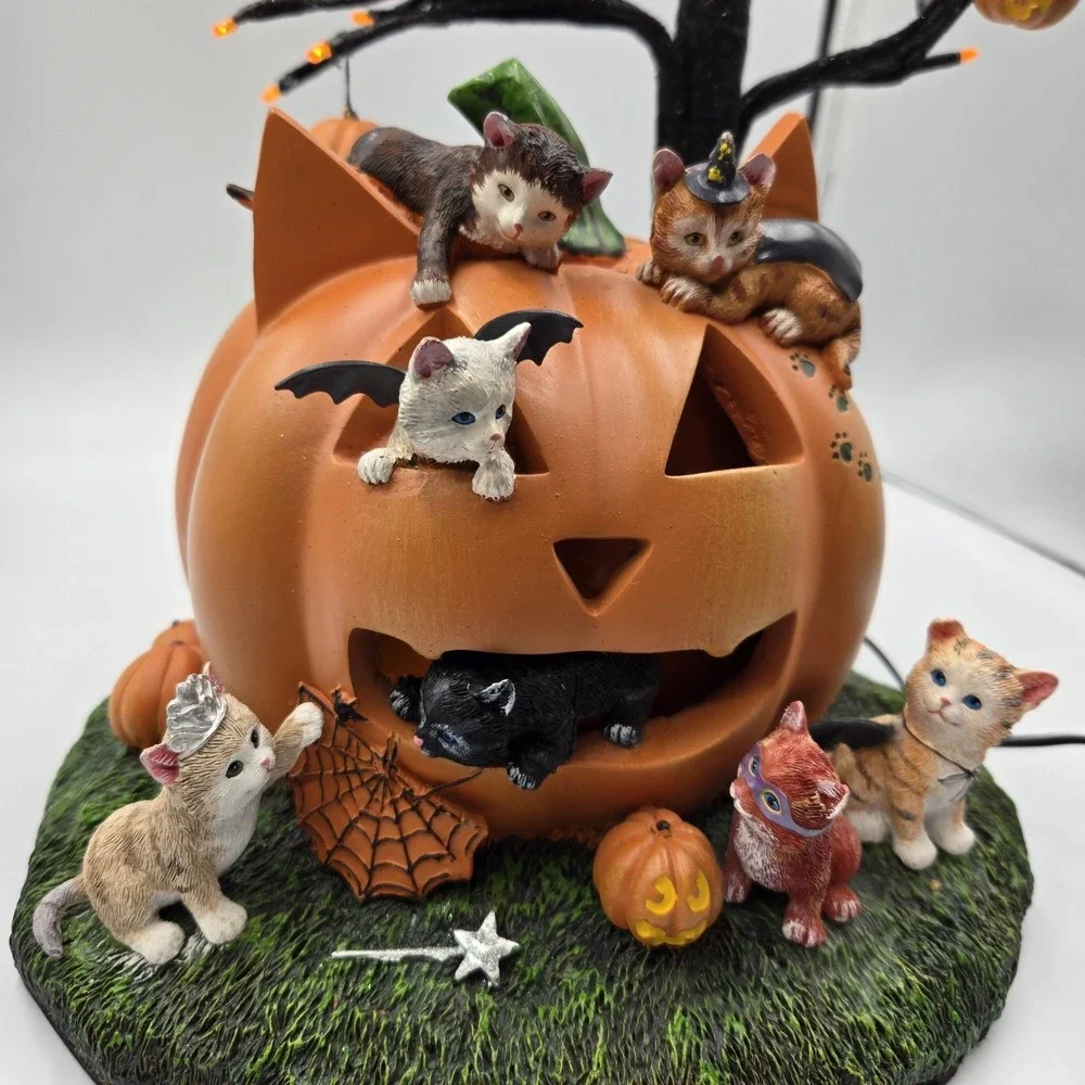 Bradford Exchange Purr-Fectly Mischievous‎ Halloween Tree Cat Kittens Lighted